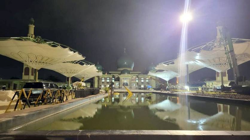 Progres 90 Persen, Begini Penampakan 6 Payung Elektrik Masjid Raya Annur Riau
