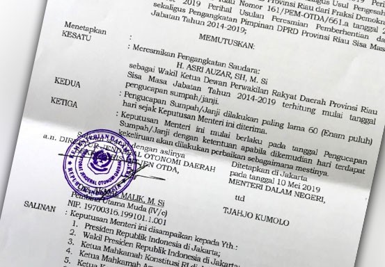 SK Sudah Turun, Pelantikan Asri Auzar Sebagai Waka DPRD Riau Tunggu Banmus