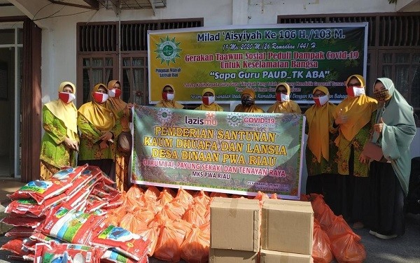 PW Aisyiyah Riau Berikan 423 Paket Sembako ke Guru PAUD dan TK Binaan di Riau