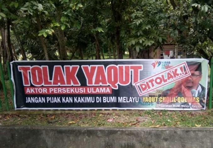 Spanduk Tolak Yaqut di Bumi Melayu Beredar di Kota Pekanbaru