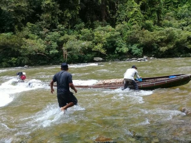 Sampan Pengangkut Bantuan Sembako Karam di Sungai Subayang, Beras dan Telur Rusak