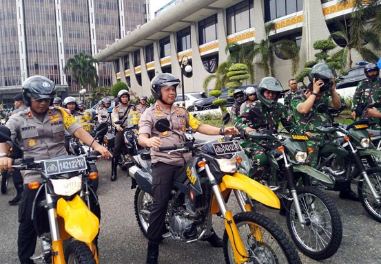 Kapolda Riau, Danrem 031/WB dan Danlanud Patroli Pengamanan Pelantikan Presiden