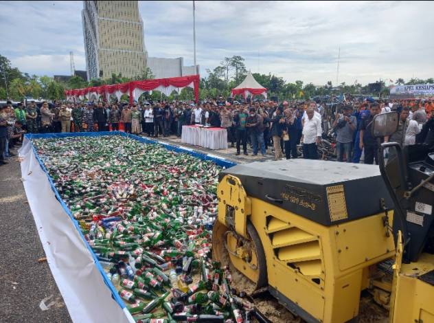 Hasil Sitaan Razia Sebelum Ramadan, Polisi Musnahkan 15.862 Botol Miras