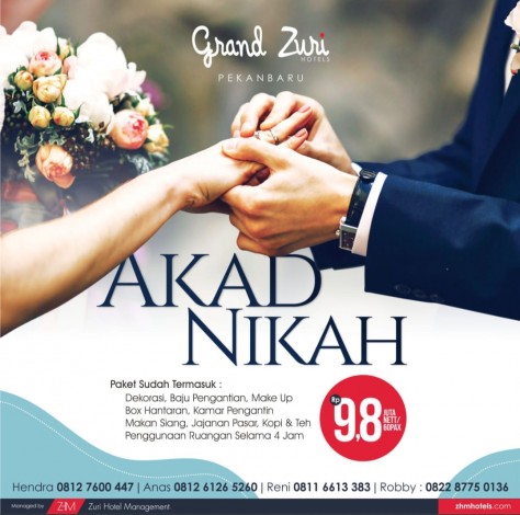 Hanya dengan Rp9,8 Juta, Kamu Sudah Bisa Gelar Resepsi Pernikahan di Grand Zuri Hotel Pekanbaru