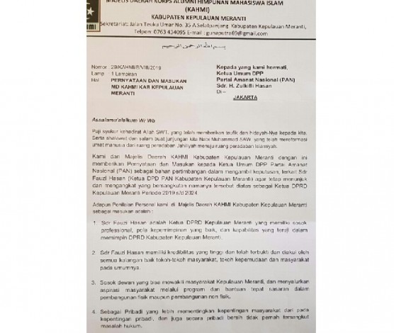 Ardiansyah: Ada Upaya untuk Pembatalan SK Saya sebagai Ketua DPRD Meranti