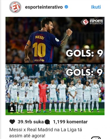 Menyedihkan, Jumlah Gol Real Madrid sama dengan Lionel Messi