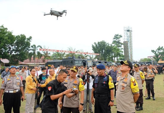 Cegah Penyebaran Corona, Polda Riau Kerahkan Drone Pendeteksi Suhu Tubuh