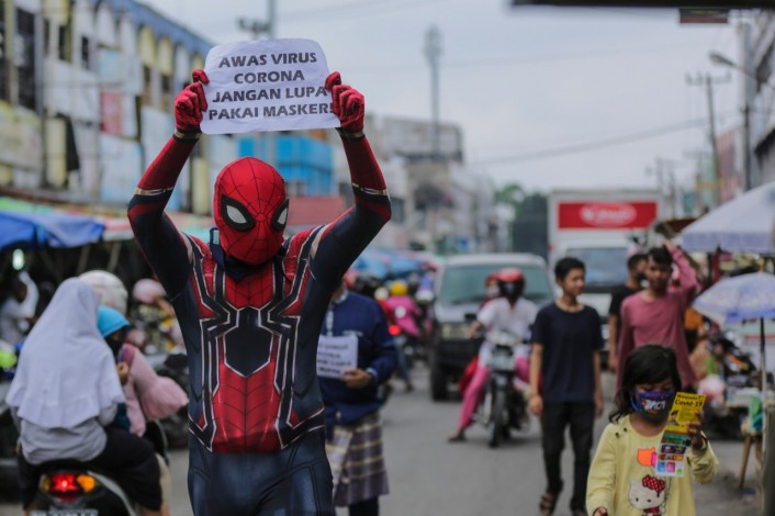 Diskominfotik Riau Ajak Super Hero Sosialisasikan Pencegahan Penyebaran Covid 19