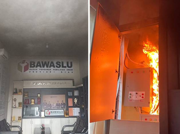BREAKING NEWS! Kantor Bawaslu Riau Kebakaran