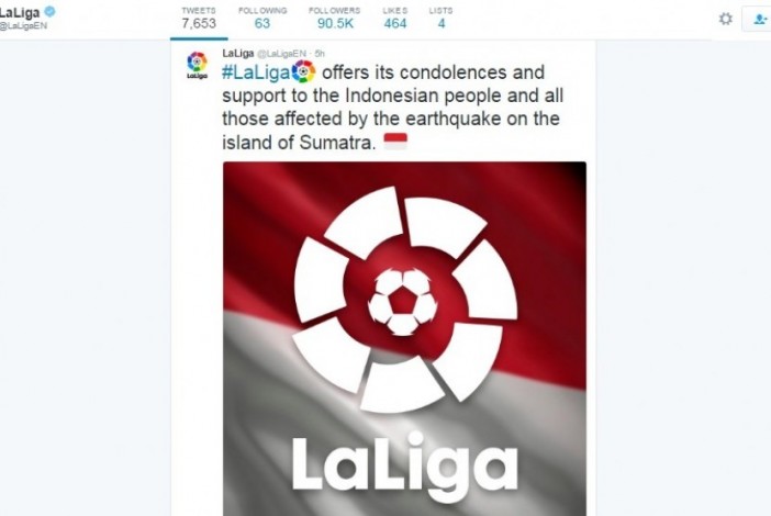 La Liga Spanyol Sampaikan Belasungkawa Terhadap Masyarakat Aceh