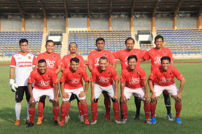 Jelang Turnamen U-38 Pulau Payung, Tim PWI Riau Pesta Gol ke Gawang Bapenda