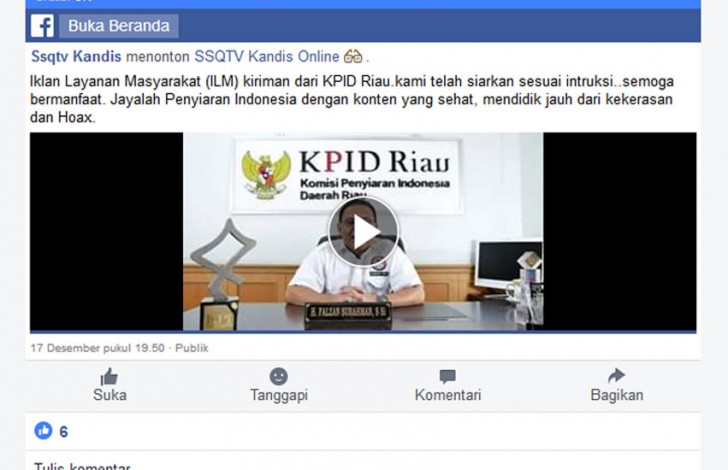 Iklan Kontroversi KPID Riau Juga ada di Facebook