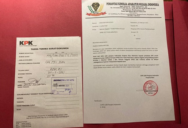 Mantan Sekda dan Oknum Anggota DPRD Pekanbaru Dilaporkan ke KPK