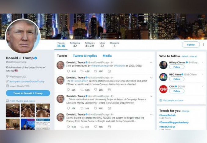 Trump Dilarang Pengadilan Blokir Akun Twitter Pengkritiknya