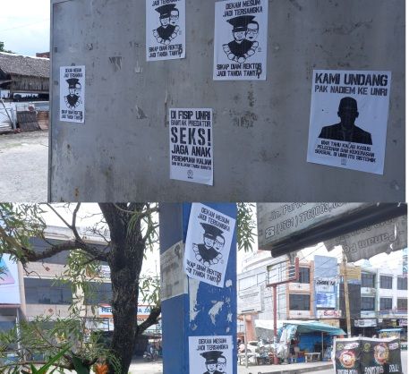 Beragam Poster Dekan Mesum, Predator Seks Unri Terpajang di Halte-Halte Kota Pekanbaru