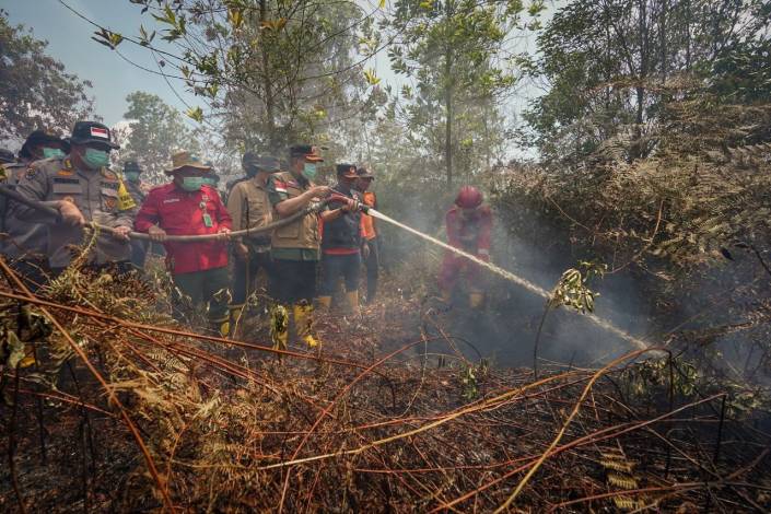 Tinjau Kebakaran di Dumai, Gubernur akan Lapor Kondisi Karhutla Riau ke BNPB