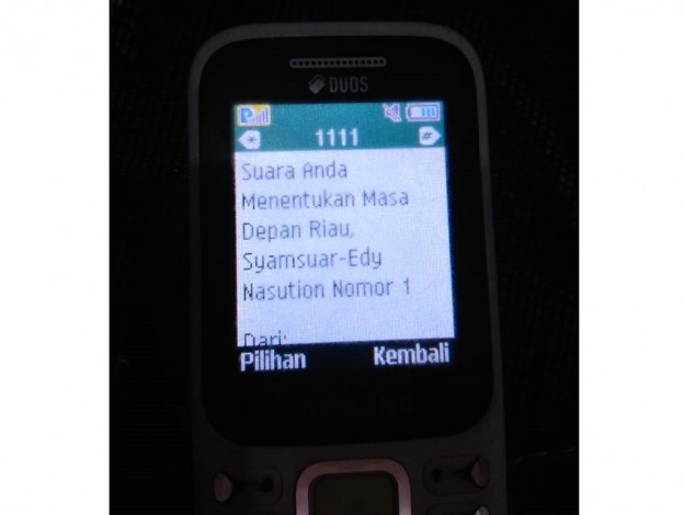 Jelang Pencoblosan Beredar SMS Paslon Syamsuar-Edy Nasution, Timses Bantah Kampanye