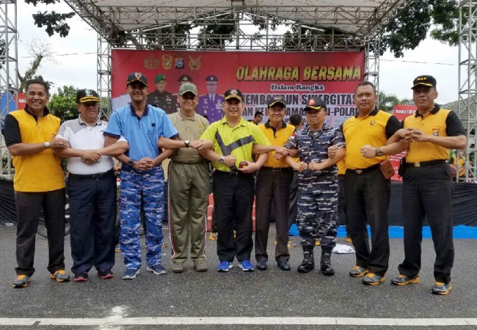 Wujudkan Sinergitas, TNI-Polri di Riau Gelar Olahraga Bersama