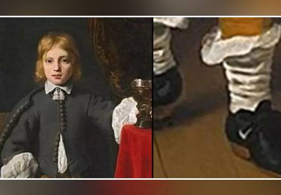 Logo Sepatu Nike di Lukisan Berusia 400 Tahun Bikin Bingung Pengunjung, Bocah yang Dilukis Penjelajah Waktu?