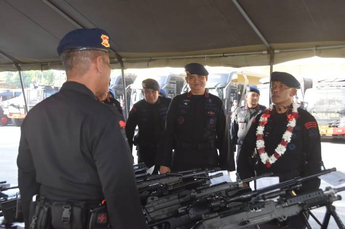 Cek Kesiapan Pengamanan Pemilu, Danpas Brimob Polri Sambangi Pasukan Brimob Polda Riau