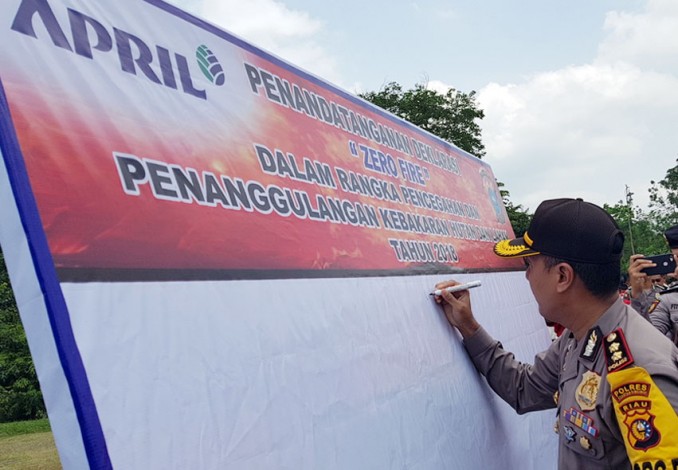 Polsek Benai Kuantan Singingi Bersama PT. RAPP Deklarasikan dan Sosialisasi Zero Fire