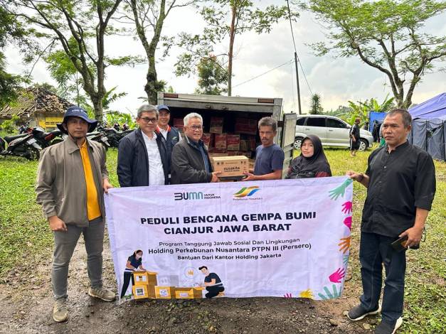 Bersama Holding Perkebunan, PTPN V Gerak Cepat Bantu Korban Gempa Cianjur