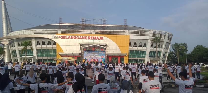 Kampanye Kreatif Senam Gemoy, Relawan di Riau Yakin Menangkan Prabowo-Gibran Satu Putaran