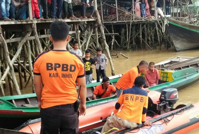 Pencarian Korban Tenggelam, BPBD Inhil Terjunkan Belasan Personel