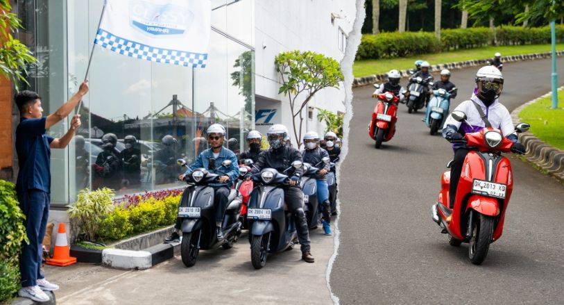 Yamaha Buktikan Gaya Riding Berkelas Bersama Grand Filano Hybrid-Connected di Pulau Seribu Pura