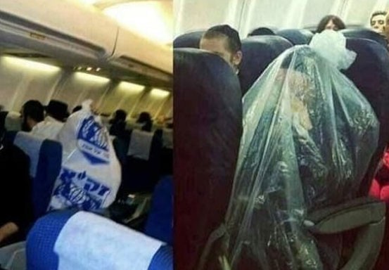Naik Pesawat, Pria Yahudi Ultra-Ortodoks Pilih Terbungkus Plastik