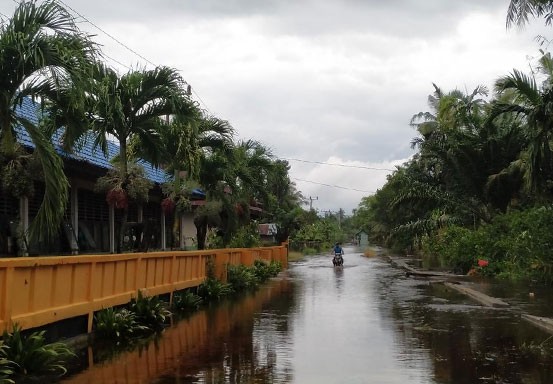 Diguyur Hujan Lebat, Desa Teluk Latak Bengkalis Banjir