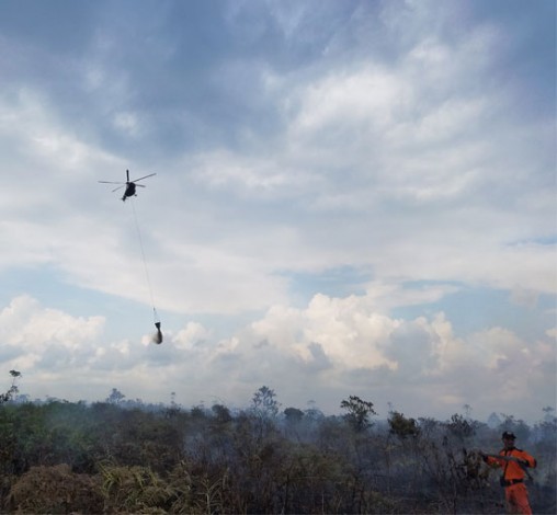 Enam Heli Satgas Karlahut Padamkan Titik Panas di Riau