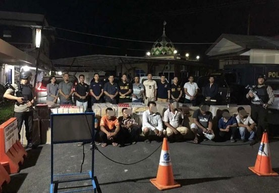 Ditangkap Polres Inhu, 8 Pelaku Penyelundupan Rokok Tanpa Cukai Dilepas Bea Cukai Tembilahan