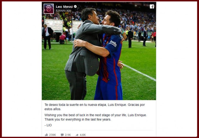 Emosional, Kalimat Perpisahan Messi Buat Enrique