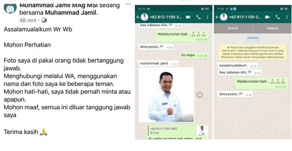 Hati-hati! Akun WhatsApp Pj Sekda Pekanbaru Dipalsukan Oknum